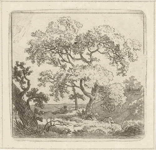 Landschap met boom by Hermanus Fock, print, 1781-1822