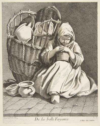 Pottery Peddler by Anne Claude Philippe de Tubières, print, 1738