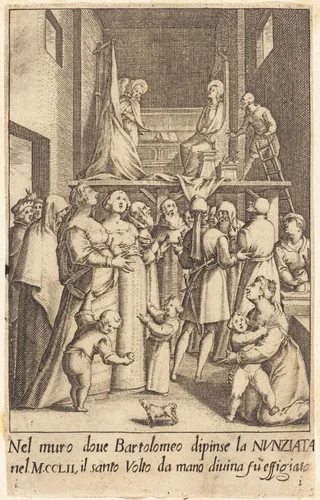 Painting of the Annunciation by Jacques Callot, print, 1619