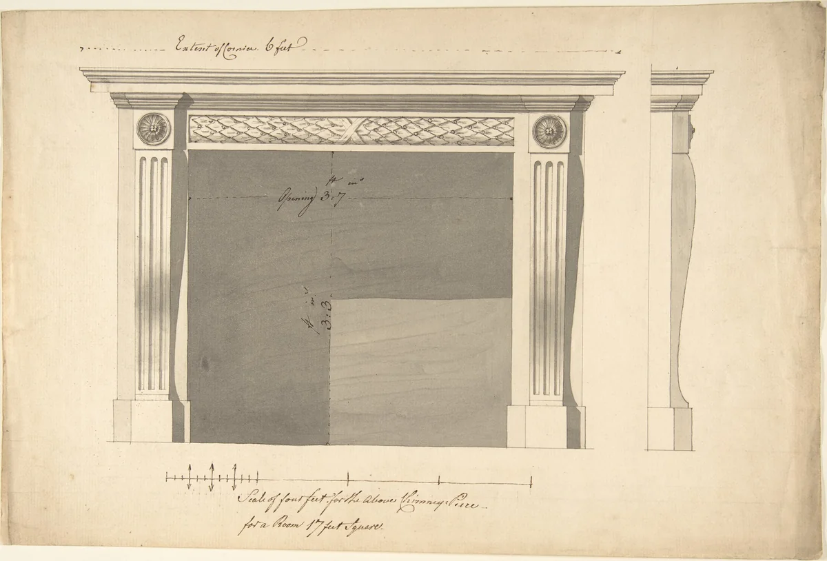 Design for a Chimneypiece by Sir William Chambers, drawing, 1740-1800