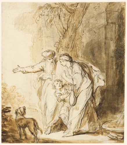 Abraham Sending Away Hagar and Ishmael by John Hamilton Mortimer or Ferdinand Bol, drawing, 1761-1779