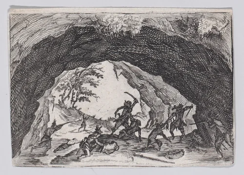 Reverse Copy of La Caverne de Brigands (The Cave of Thieves), from "Les Caprices" by anonymous, print, 1620-1700