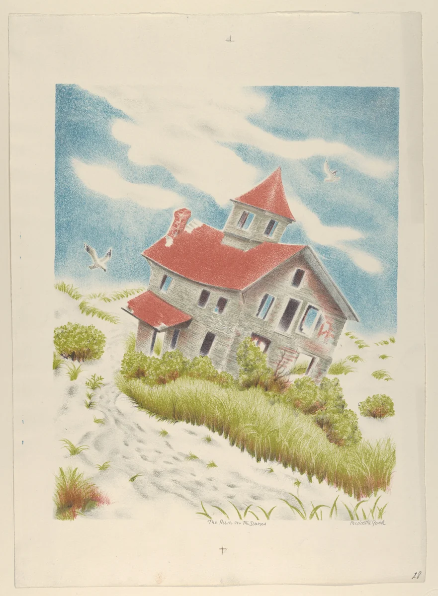The Ruin on The Dunes by Minnetta Good, print, 1935-1940