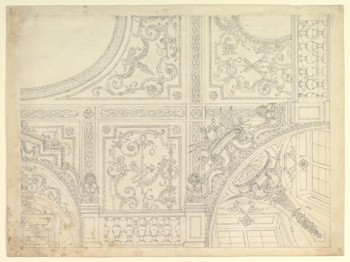 Design for a Quarter of Stucco Ceiling by anonymous, drawing, 1700-1780
