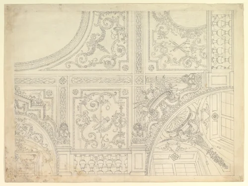 Design for a Quarter of Stucco Ceiling by anonymous, drawing, 1700-1780