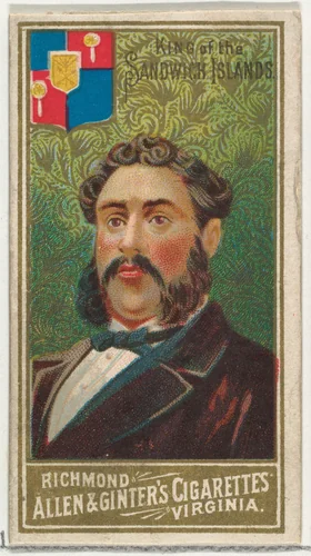 King of the Sandwich Islands, from World's Sovereigns series (N34) for Allen & Ginter Cigarettes by Allen & Ginter, print, 1889