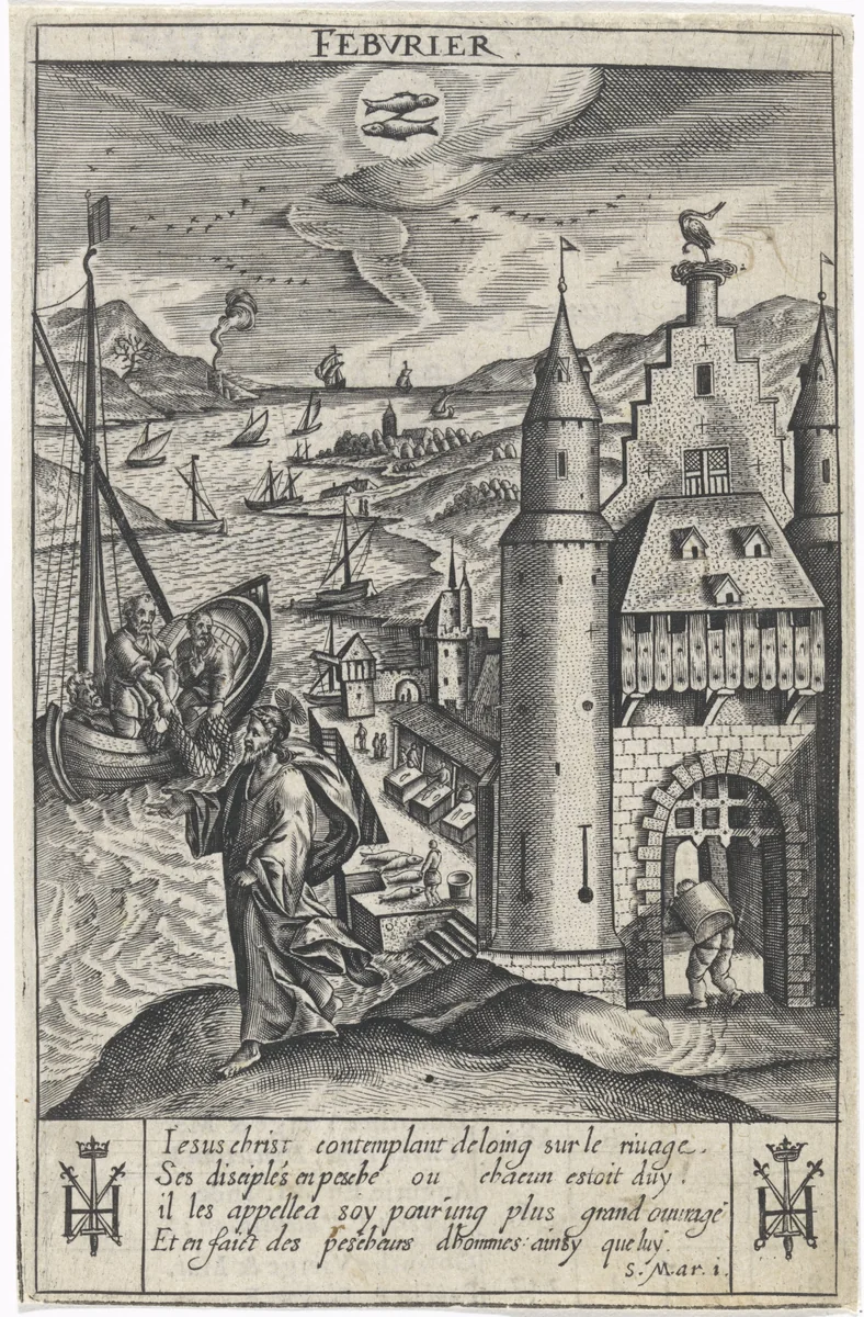 Februari by Jan Gerritsz Swelinck, print, 1624-1645