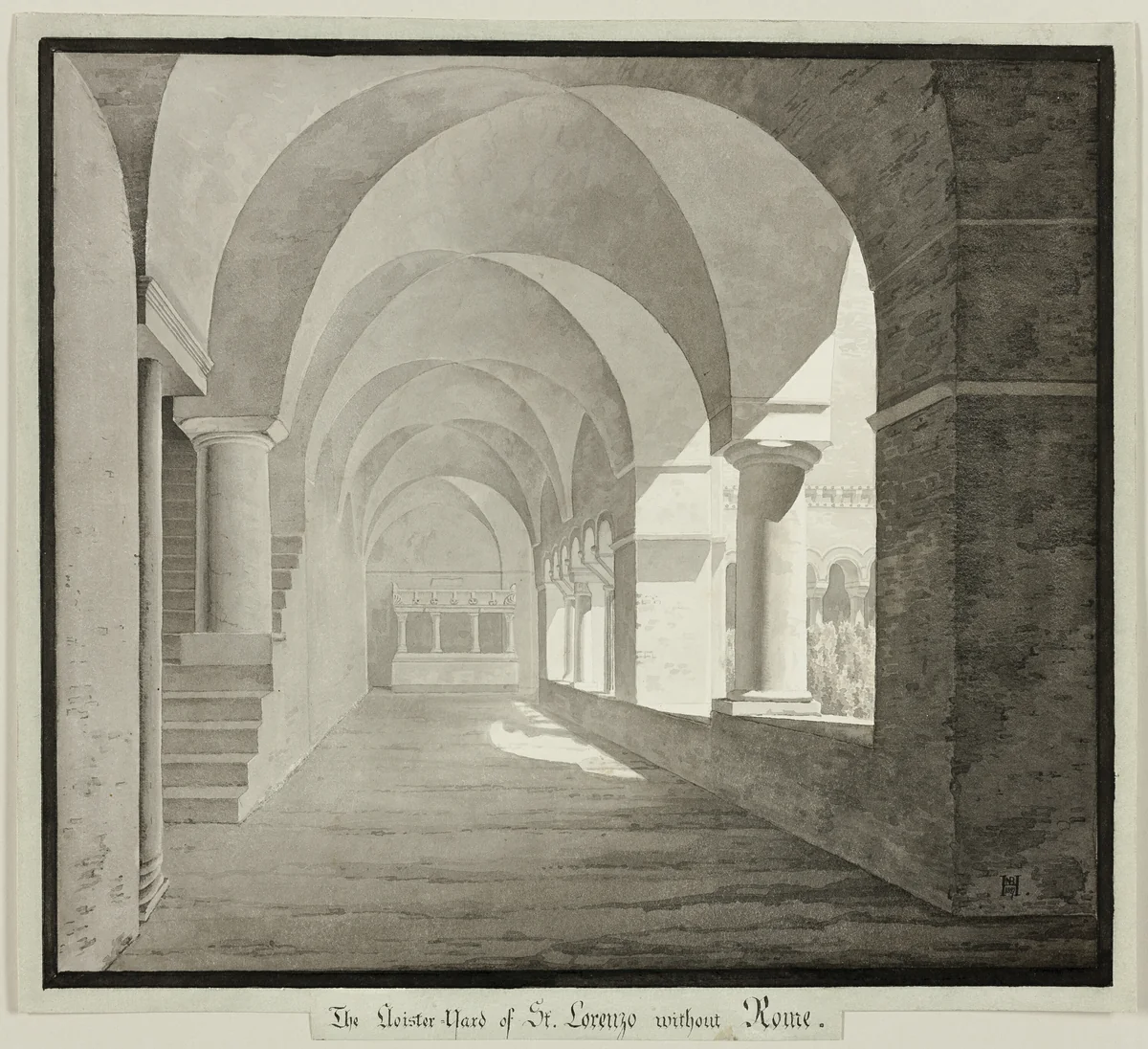 The Cloister of San Lorenzo Fuori le Mura, Rome by Unknown Artist, drawing, 1827