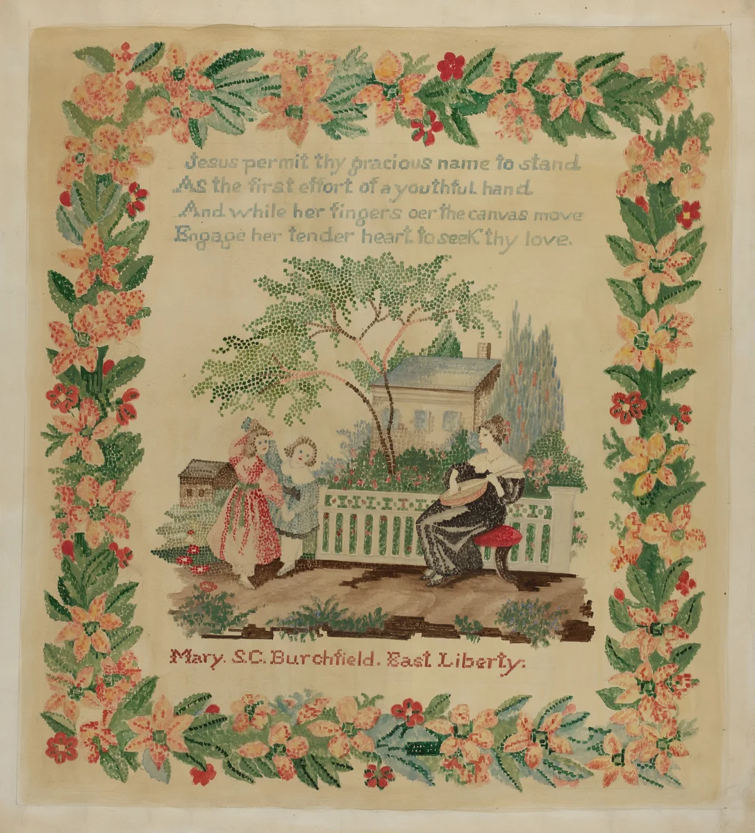 Sampler - Mary S. C. Burchfield by Eva Wilson, index of american design, 1936