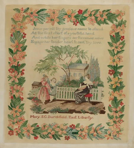 Sampler - Mary S. C. Burchfield by Eva Wilson, index of american design, 1936