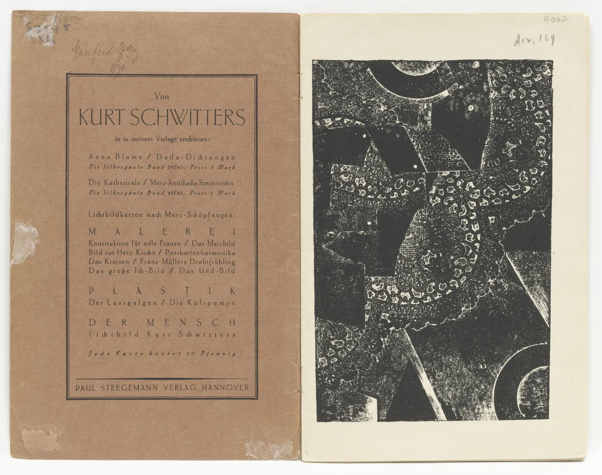 Plate (folio 1) from Die Kathedrale (Die Silbergäule, vol. 41/42) by Kurt Schwitters, illustrated book, 1920