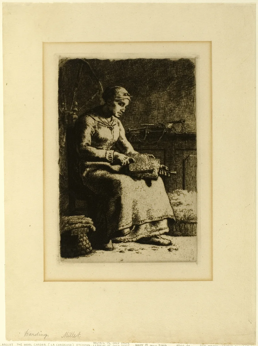The Wool-Carder by Jean-François Millet, print, 1855-1856