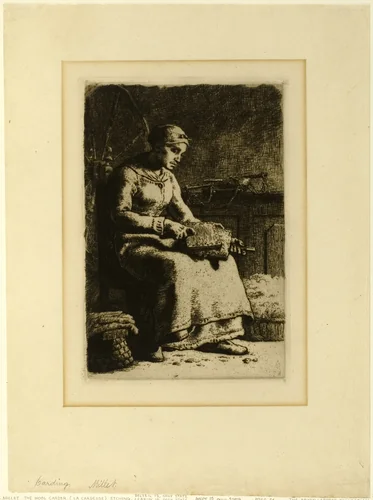 The Wool-Carder by Jean-François Millet, print, 1855-1856