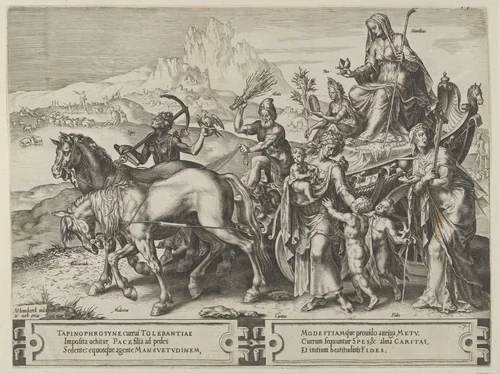 The Triumph of Humility, from The Cycle of the Vicissitudes of Human Affairs, plate 7 by Cornelis Cort, print, 1564