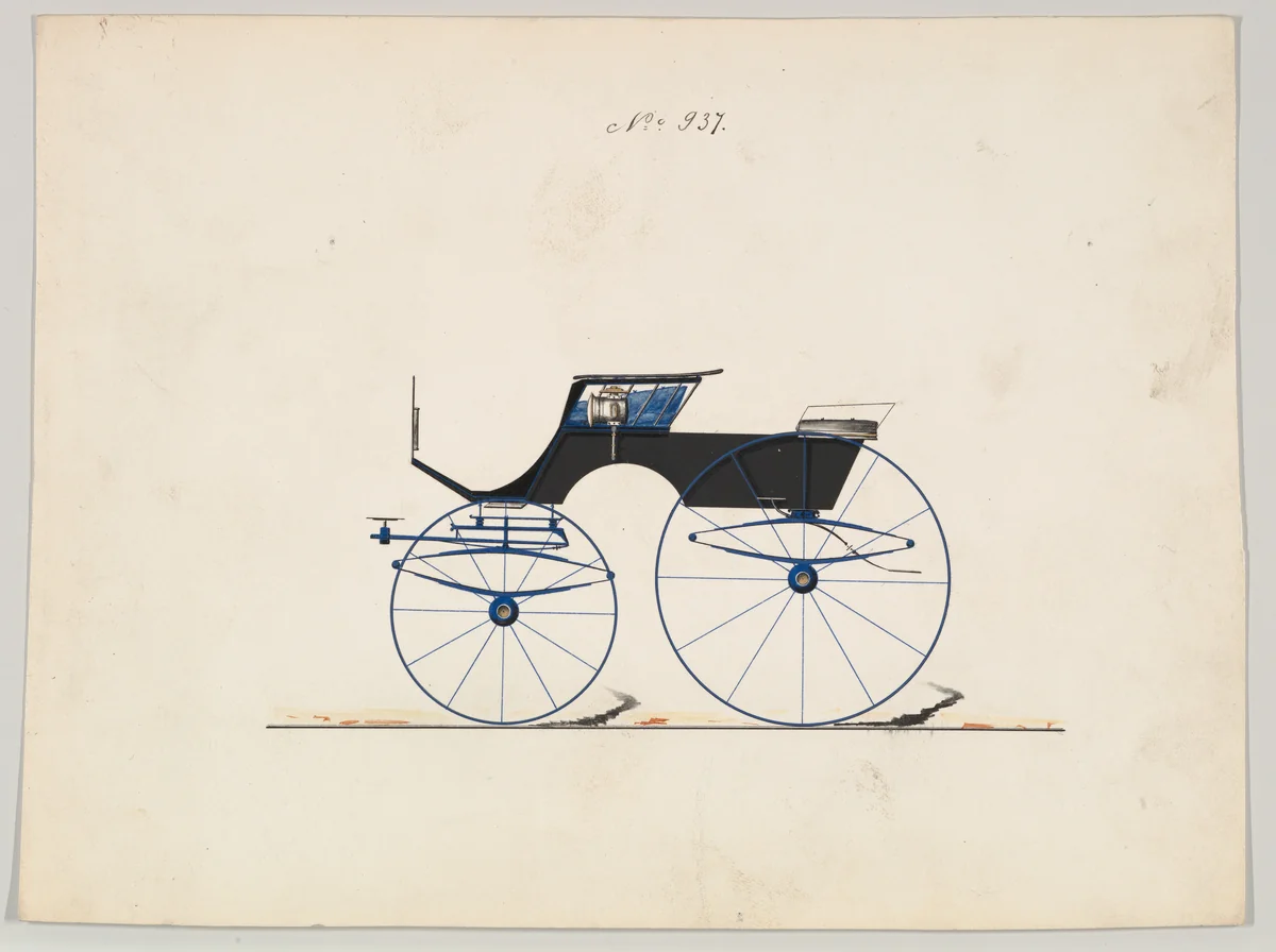 T-Cart Phaeton #937 by Brewster & Co., drawing, 1850-1870