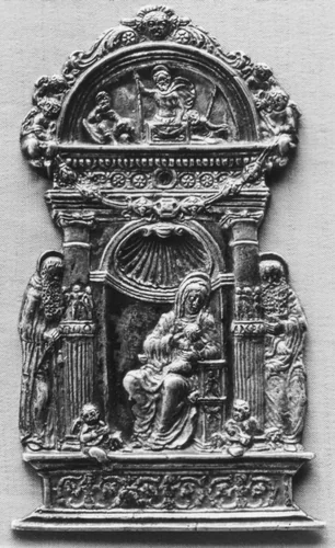 Virgin and Child Enthroned with Saints Anthony Abbot and Jerome by Galeazzo Mondella, metalwork, 1485-1495