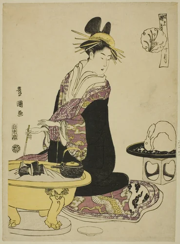 The Tenth Month (Ju gatsu), from the series "Fashionable Twelve Months (Furyu junikagetsu)" by Utagawa Toyokuni I (初代 歌川 豊国), print, 1788-1798
