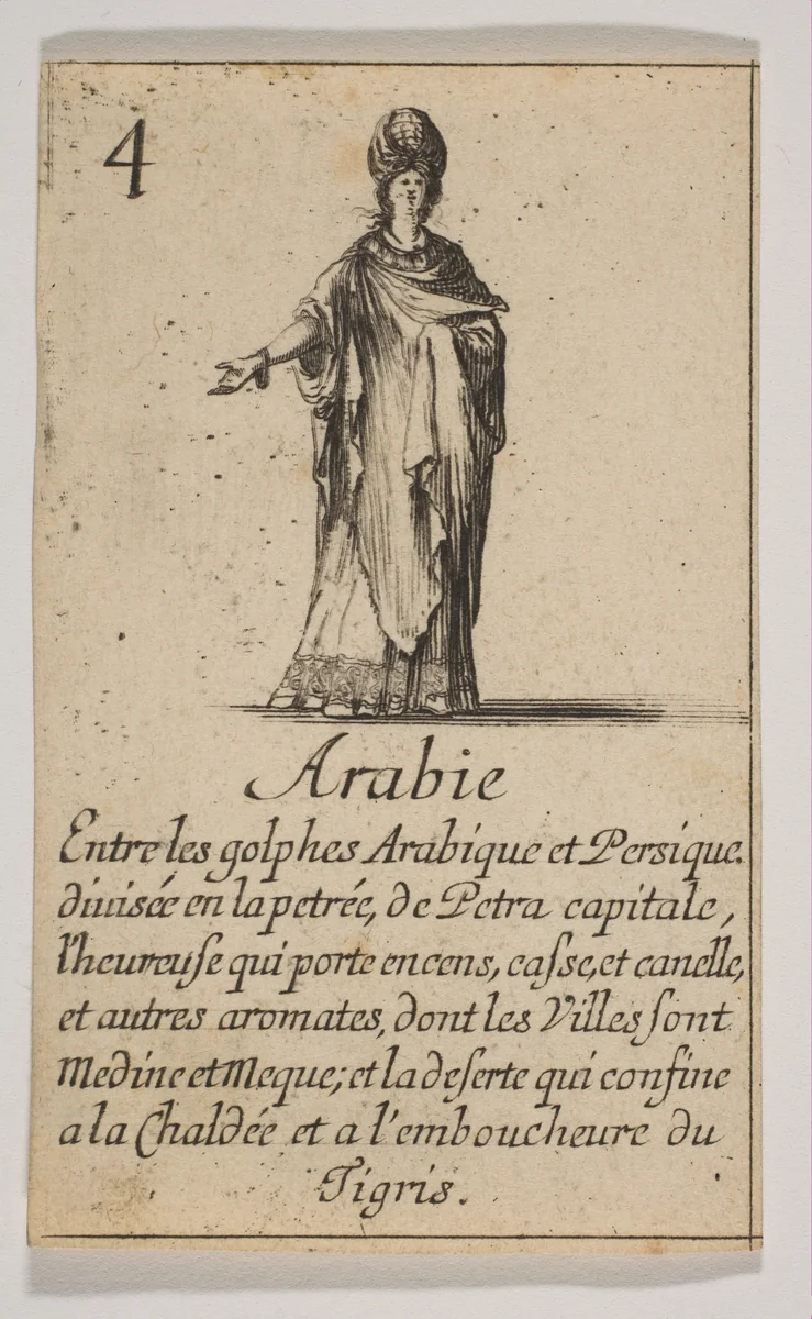 Arabie, from "Jeu de la Géographie" by Stefano della Bella, print, 1644