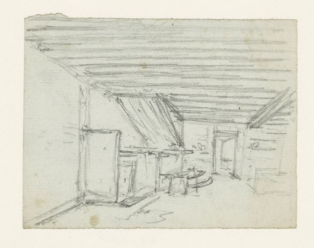 Interieur van een boerderij by Georges Michel, drawing, 1773-1843