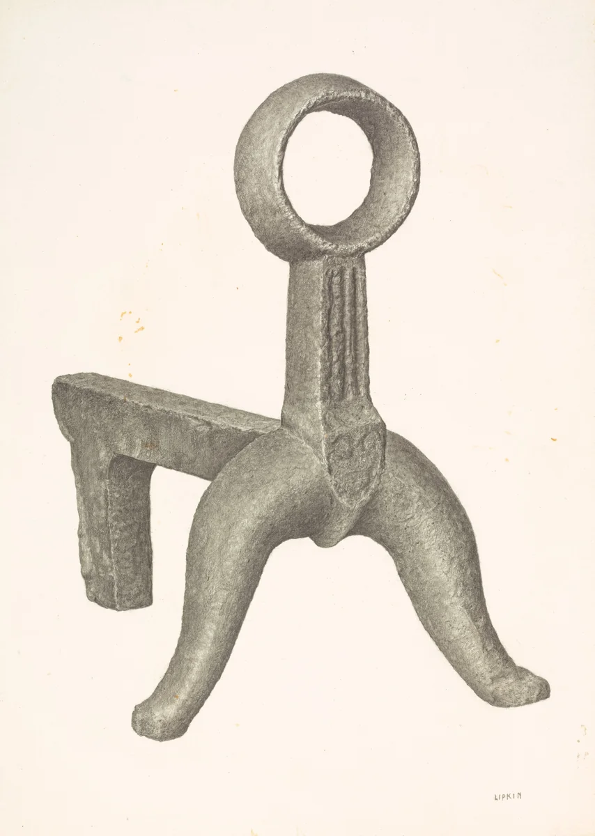Andiron by Jacob Lipkin, index of american design, 1940