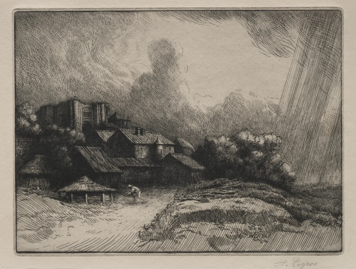 The Abbey Farm by Alphonse Legros, print, 1857-1911