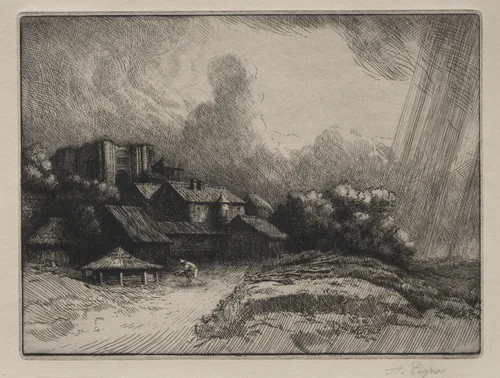 The Abbey Farm by Alphonse Legros, print, 1857-1911