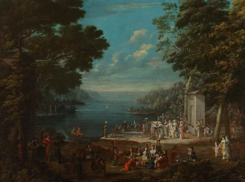 Damesfeest in Hünkâr İskelesi aan de Bosporus by Jean Baptiste Vanmour, painting, 1720-1737
