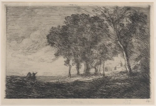 Italian Landscape (Paysage d'Italie) by Camille Corot, print, 1860-1870
