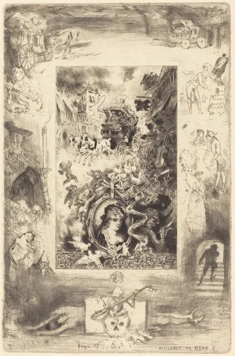 La Diligence de Beaucaire (The Diligence of Beaucaire) by Félix-Hilaire Buhot, print, 1885