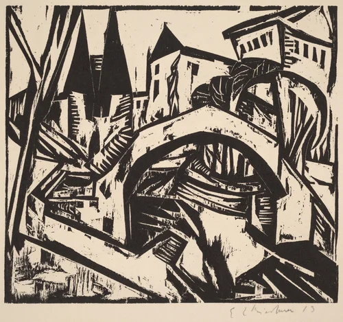 River Bank at Elisabeth (Berlin) by Ernst Ludwig Kirchner, print, 1912-1913