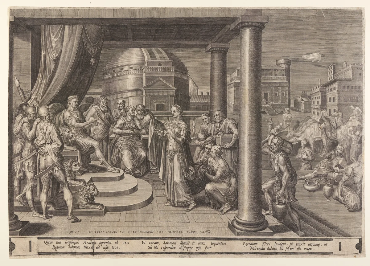 The Queen of Sheba before Solomon by Dirck Volkertsz Coornhert, print, 1557
