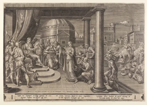 The Queen of Sheba before Solomon by Dirck Volkertsz Coornhert, print, 1557