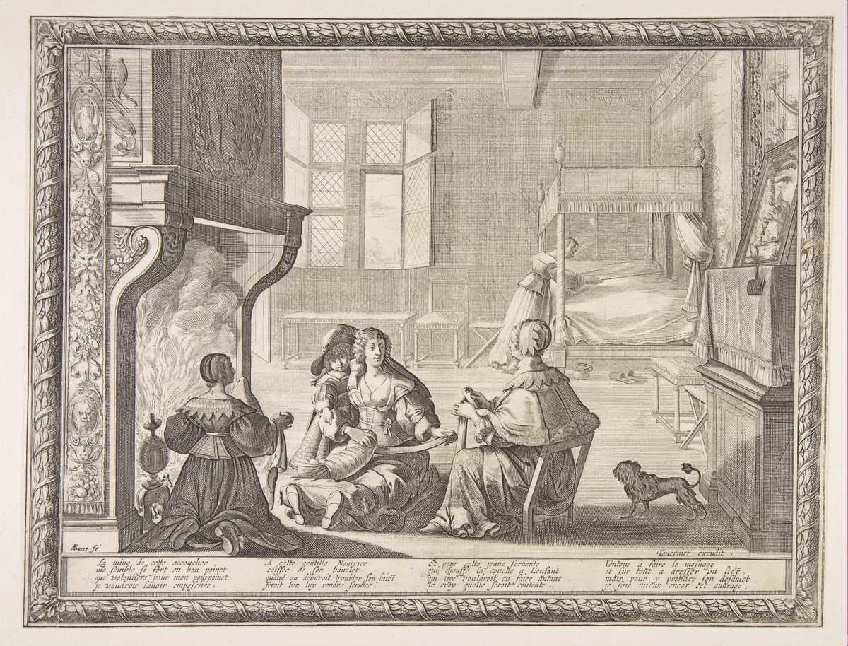 Visit of the Nursemaid by Abraham Bosse, print, 1633