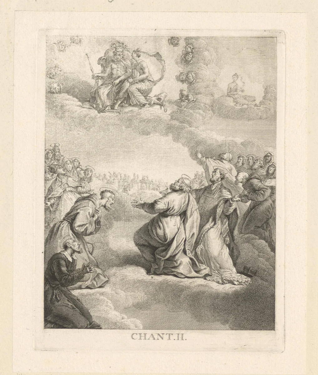 Mythologische goden vereerd door Christelijke heiligen by Georg Friedrich Schmidt, print, 1774