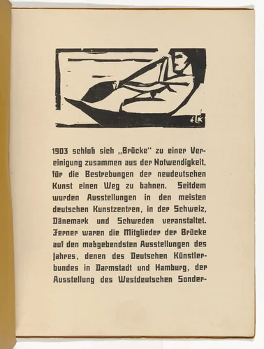 Rowing Samoan (Rudernde Samuanerin) (headpiece, folio 1) from KG Brücke by Ernst Ludwig Kirchner, illustrated book, 1910