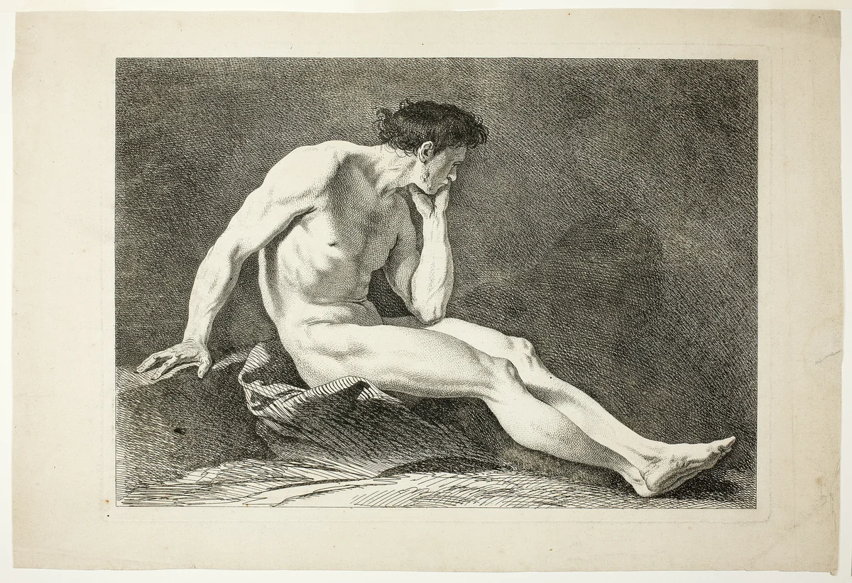 Figure, from Six Figures Académiques by Carle Vanloo, print, 1725-1765