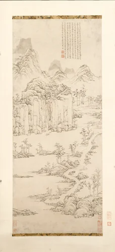 Daoist Retreat in Mountain and Stream (Landscape after Ni Zan [1301–1374]) by Lu Zhi (陸治), painting, 1567