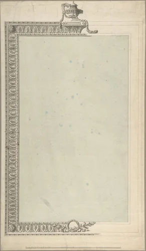 Design for a Pier-glass, of Tall Oblong Form, the Border a Palmette Frieze, the Termination an Urn by Sir William Chambers, drawing, 1740-1800