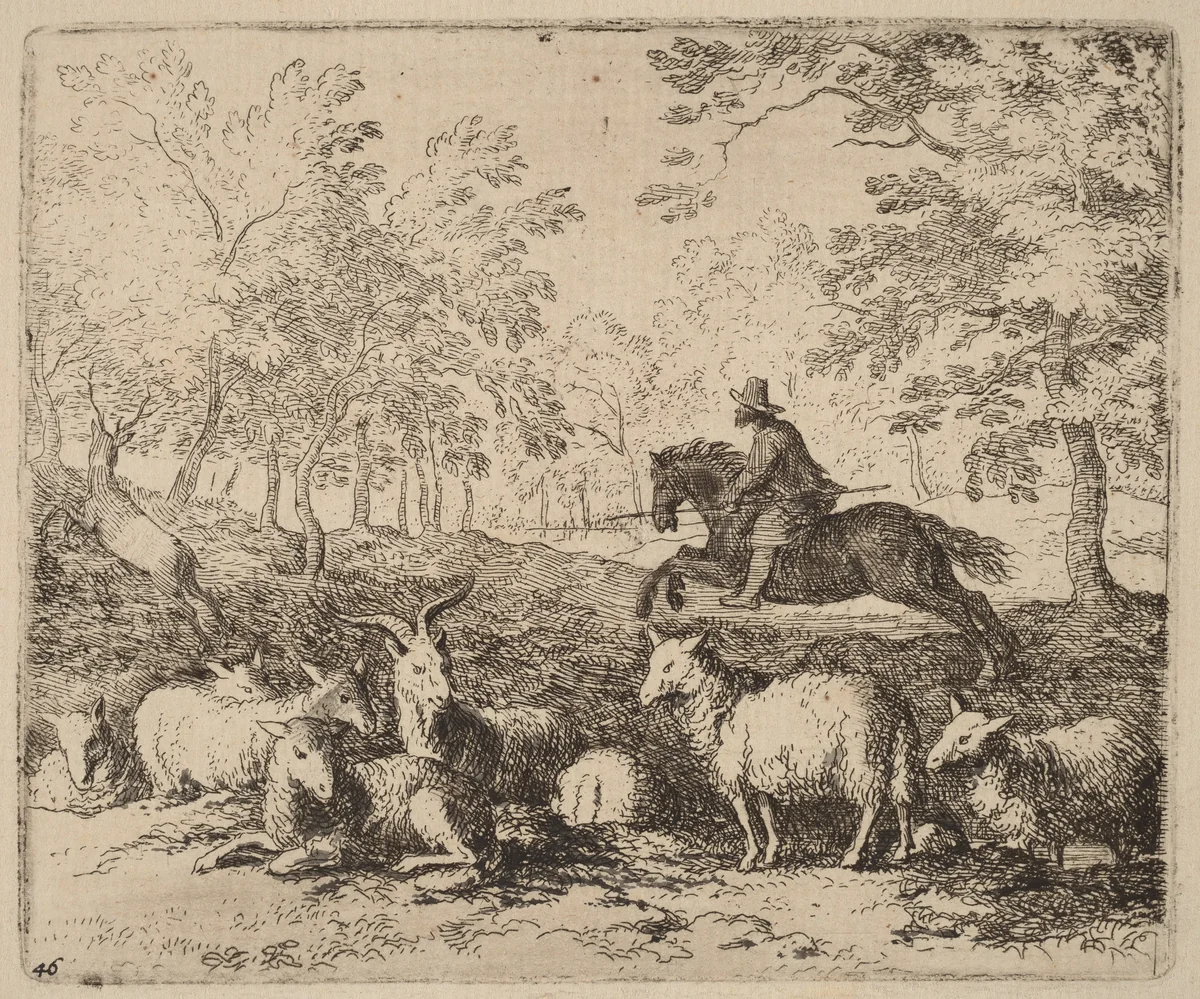The Horse Forced to Pursue the Stag by Allart van Everdingen, print, 1645-1656