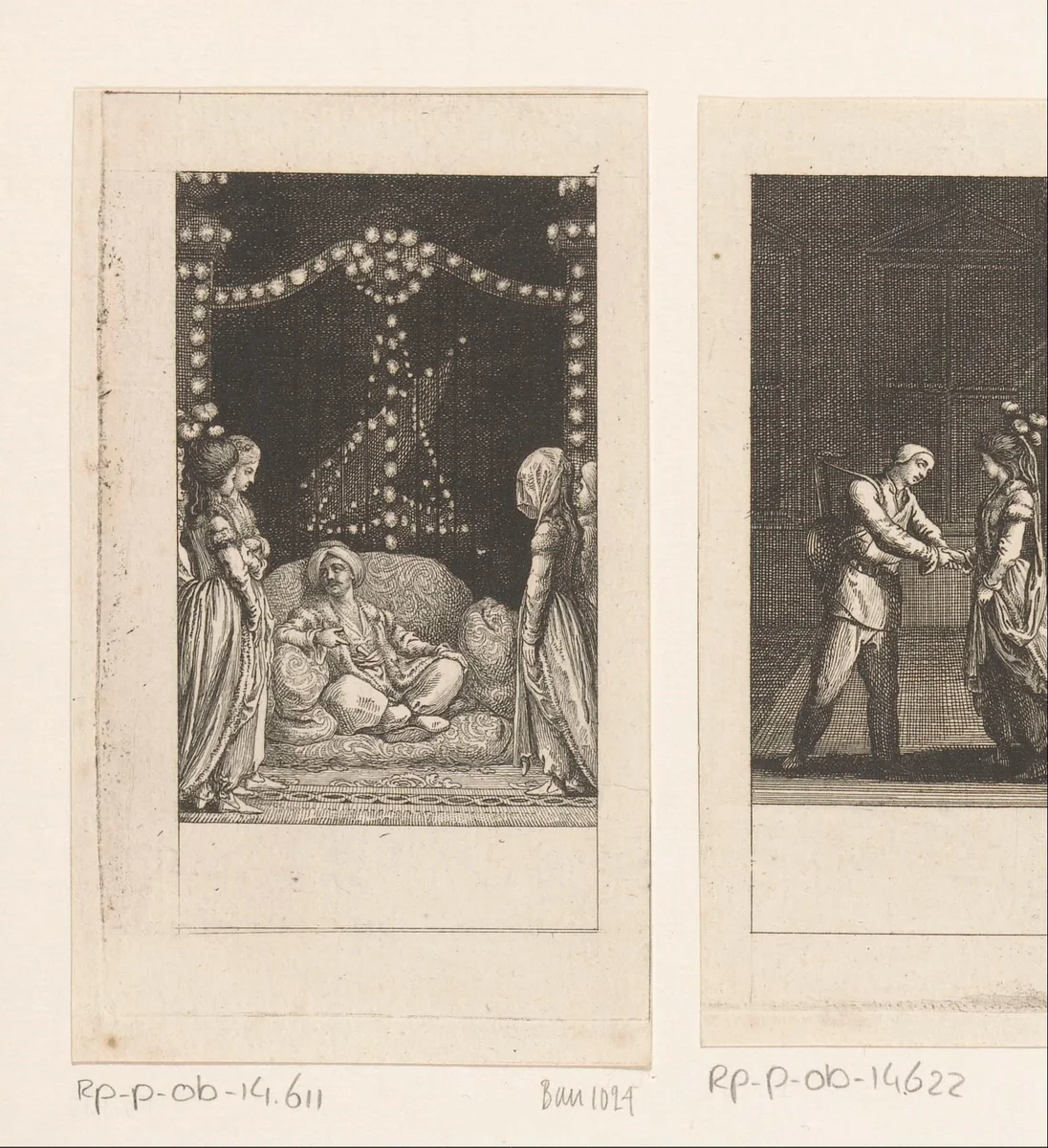 Adelheid in de harem van de Tunesische vorst Bassa by Daniel Nikolaus Chodowiecki, print, 1783