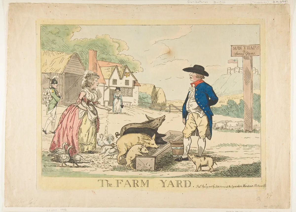 The Farm Yard by Henry Kingsbury, print, 1786