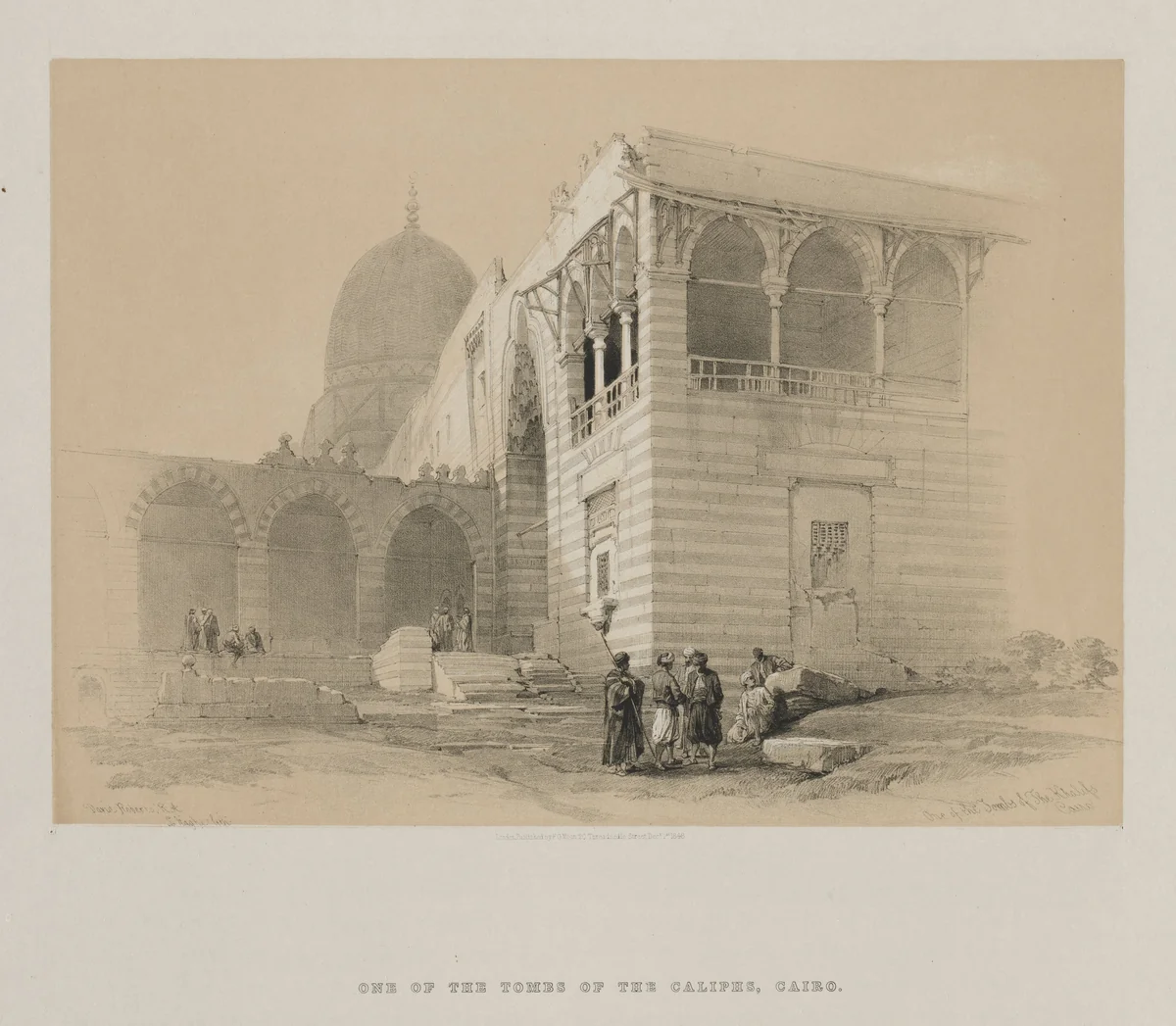 Egypt and Nubia, Volume III: One of the Tombs of the Khalifs, Cairo by Louis Haghe, print, 1848