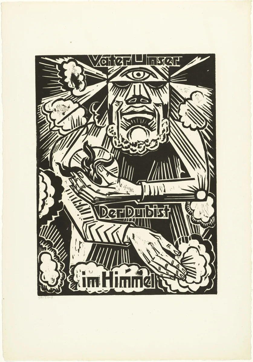 Our Father / which art / in heaven (Vaterunser / Der Du bist / im Himmel) from The Lord's Prayer (Das Vater Unser) by Max Pechstein, print, 1921