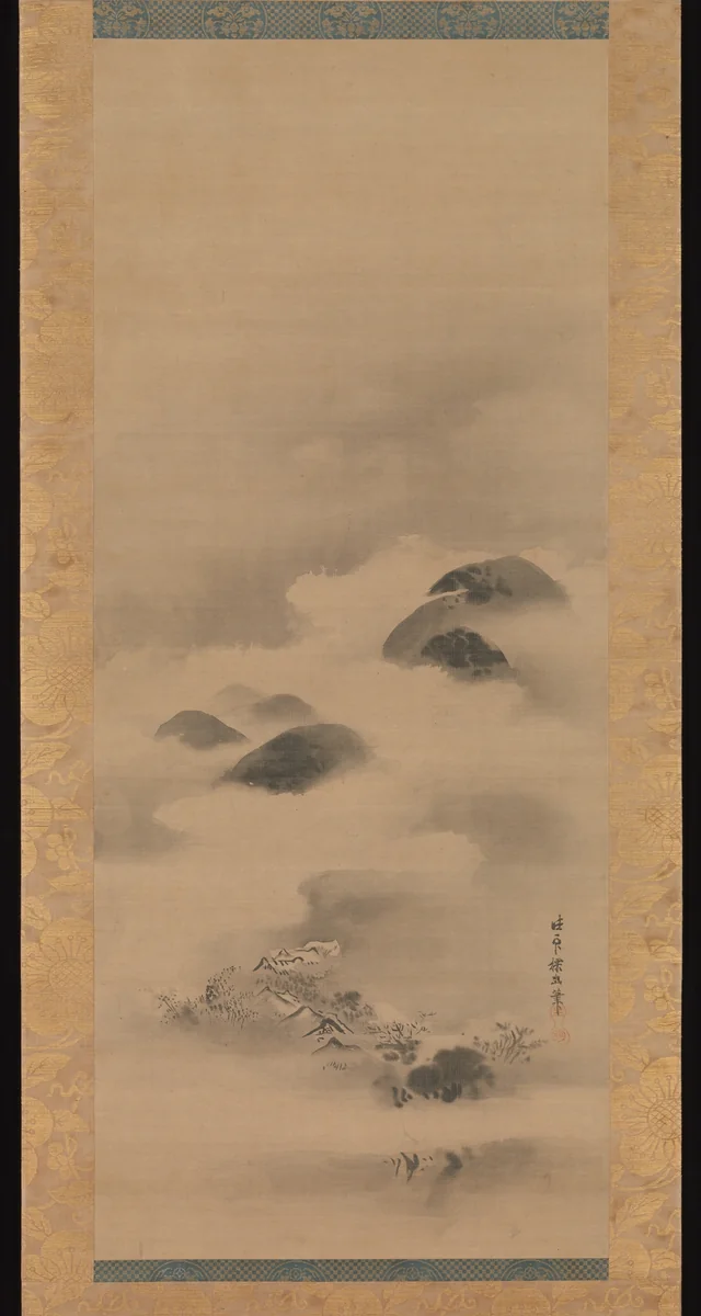 Landscape in Moonlight by Kano Tan'yū (狩野探幽), painting, 1663-1674