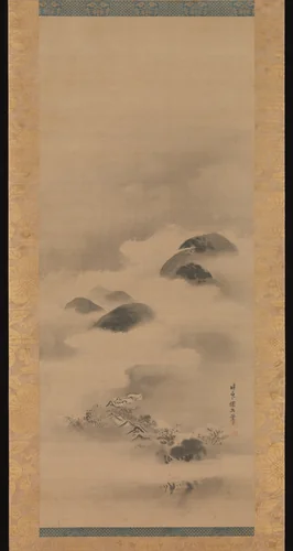 Landscape in Moonlight by Kano Tan'yū (狩野探幽), painting, 1663-1674