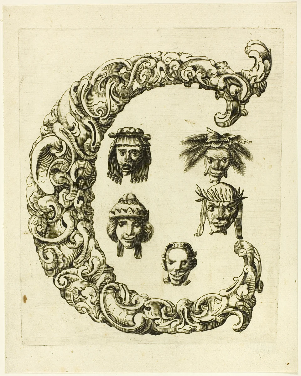 Letter C by Peter Aubry, print, 1630