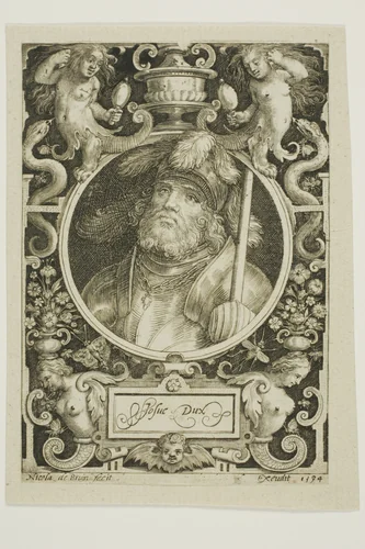 Joshua, plate four from The Nine Worthies by Nicolaes de Bruyn, print, 1594