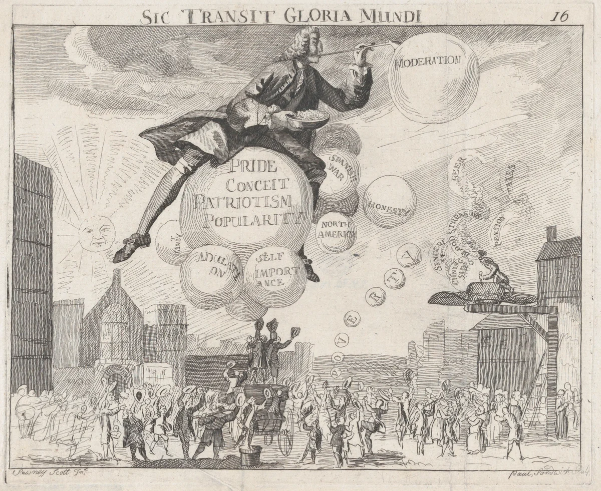 Sic Transit Gloria Mundi by Paul Sandwich, print, 1757-1767