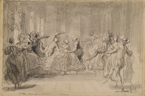 Ballet from "The Rival Fairies" by Gabriel de Saint-Aubin, drawing, 1748