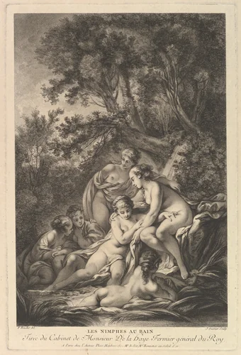 Les Nimphes au Bain (The Nymphs at the Bath) by Jean Ouvrier, print, 1740-1770